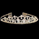 95748, HEART RHINESTONE ACCENT CROWN TIARA WITH HAIR COMB, WEDDING, BRIDAL, PROM