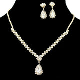 95767, TEARDROP CRYSTAL RHINESTONE ACCENT NECKLACE SET, WEDDING, BRIDAL, PROM