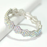 95772, HEXAGON CRYSTAL RHINESTONE STRETCH BRACELET, WEDDING, BRIDAL, PROM