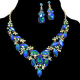 95774, MARQUISE RHINESTONE ACCENT EVENING NECKLACE SET, WEDDING, BRIDAL, PROM