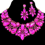95775, MULTI SHAPE RHINESTONE EVENING NECKLACE SET, WEDDING, BRIDAL, PROM