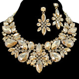 95775, MULTI SHAPE RHINESTONE EVENING NECKLACE SET, WEDDING, BRIDAL, PROM
