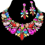 95775, MULTI SHAPE RHINESTONE EVENING NECKLACE SET, WEDDING, BRIDAL, PROM