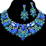 95775, MULTI SHAPE RHINESTONE EVENING NECKLACE SET, WEDDING, BRIDAL, PROM