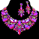 95775, MULTI SHAPE RHINESTONE EVENING NECKLACE SET, WEDDING, BRIDAL, PROM