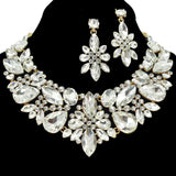 95775, MULTI SHAPE RHINESTONE EVENING NECKLACE SET, WEDDING, BRIDAL, PROM