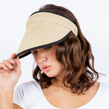 95777, COLOR TRIM STRAW SUN VISOR HAT