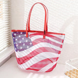 95785AMERICAN FLAG PATTERN TRANSPARENT TOTE BAG