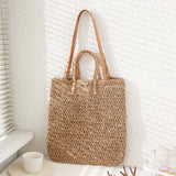 95787, STRAW WITH DOUBLE HANDLE TOTE BAG
