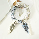 95906, TWO TONE LEOPARD PRINT SILKY SQUARE SCARF