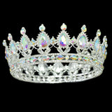 95907, CRYSTAL RHINESTONE FULL ROUND CROWN TIARA, WEDDING, BRIDAL, PROM, PAGEANT
