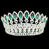 95908, MARQUISE CRYSTAL RHINESTONE FULL ROUND CROWN TIARA, WEDDING, BRIDAL, PROM, PAGEANT