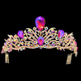 95909, CRYSTAL RHINESTONE CROWN TIARA WITH HAIR COMB, WEDDING, BRIDAL, PROM, PAGEANT