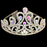 95912, CRYSTAL RHINESTONE CROWN TIARA WITH HAIR COMB, WEDDING, BRIDAL, PROM, PAGEANT