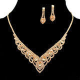 95915, CRYSTAL RHINESTONE NECKLACE SET, WEDDING, BRIDAL, PROM