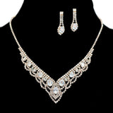 95915, CRYSTAL RHINESTONE NECKLACE SET, WEDDING, BRIDAL, PROM