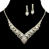 95915, CRYSTAL RHINESTONE NECKLACE SET, WEDDING, BRIDAL, PROM