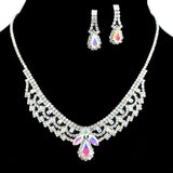 95916, CRYSTAL RHINESTONE NECKLACE SET, WEDDING, BRIDAL, PROM