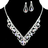 95917, CRYSTAL RHINESTONE NECKLACE SET, WEDDING, BRIDAL, PROM
