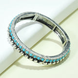 95922, WESTERN TURQUOISE STONE TEXTURED STRETCH BRACELET