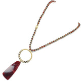 95929, GEOMETRIC CELLULOID ACETATE CHARM BEADED LONG NECKLACE