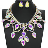 95943, TEARDROP RHINESTONE ACCENT EVENING NECKLACE SET, WEDDING, BRIDAL, PROM
