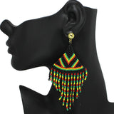 95962, FRINGE TASSEL SEED BEAD EARRING, BLACK HISTORY MONTH