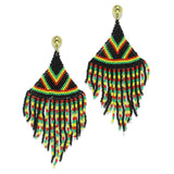 95962, FRINGE TASSEL SEED BEAD EARRING, BLACK HISTORY MONTH