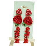 95963, "MOM" HEART SEED BEAD EARRING SET, MOTHER'S DAY