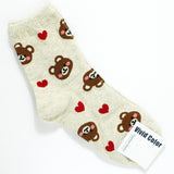 95981, TEDDY BEAR WITH HEART PRINT SOCKS