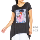 95988, FASHION THEME LADY CRYSTAL EMBELLISHED T-SHIRT TOP