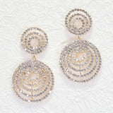 95989, MULTI ROUND PAVE RHINESTONE EARRING, WEDDING, BRIDAL, PROM