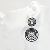 95989, MULTI ROUND PAVE RHINESTONE EARRING, WEDDING, BRIDAL, PROM