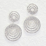 95989, MULTI ROUND PAVE RHINESTONE EARRING, WEDDING, BRIDAL, PROM
