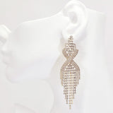 95991, PAVE RHINESTONE EVENING EARRING, WEDDING, BRIDAL, PROM