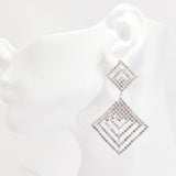 95992, GEOMETRIC PAVE RHINESTONE EARRING, WEDDING, BRIDAL, PROM