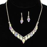 95998, MARQUISE ACCENT CRYSTAL RHINESTONE NECKLACE SET, WEDDING, BRIDAL, PROM