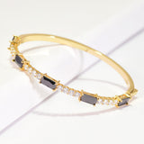 96006, RECTANGLE CUBIC ZIRCONIA ACCENT STAINLESS STEEL BRACELET