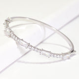 96006, RECTANGLE CUBIC ZIRCONIA ACCENT STAINLESS STEEL BRACELET