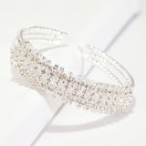 96014, PAVE CRYSTAL RHINESTONE ELASTIC CUFF BRACELET, WEDDING, BRIDAL, PROM
