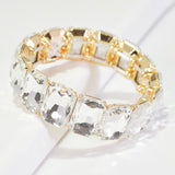 96015, RECTANGLE RHINESTONE STRETCH BRACELET, WEDDING, BRIDAL, PROM