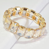 96015, RECTANGLE RHINESTONE STRETCH BRACELET, WEDDING, BRIDAL, PROM