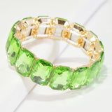 96015, RECTANGLE RHINESTONE STRETCH BRACELET, WEDDING, BRIDAL, PROM