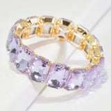 96015, RECTANGLE RHINESTONE STRETCH BRACELET, WEDDING, BRIDAL, PROM