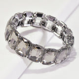 96015, RECTANGLE RHINESTONE STRETCH BRACELET, WEDDING, BRIDAL, PROM