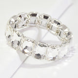 96015, RECTANGLE RHINESTONE STRETCH BRACELET, WEDDING, BRIDAL, PROM