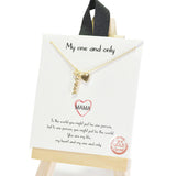 96016, GOLD DIPPED, "MY ONE AND ONLY" DAINTY MAMA HEART CHARM NECKLACE