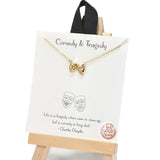 96017, GOLD DIPPED, "COMEDY & TRAGEDY" MASK NECKLACE