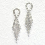 96021, CUBIC ZIRCONIA WITH CRYSTAL RHINESTONE EARRING, WEDDING, BRIDAL, PROM