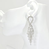 96021, CUBIC ZIRCONIA WITH CRYSTAL RHINESTONE EARRING, WEDDING, BRIDAL, PROM